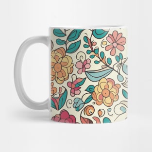 Floral Pattern Colorful Cartoon: Flourishing Cartoon Blossoms Mug